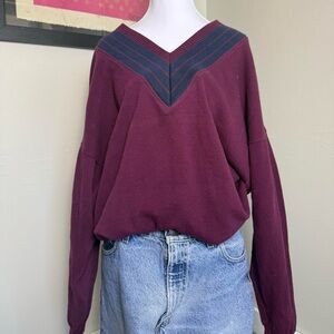 Women's Burgundy V-Neck Sweater